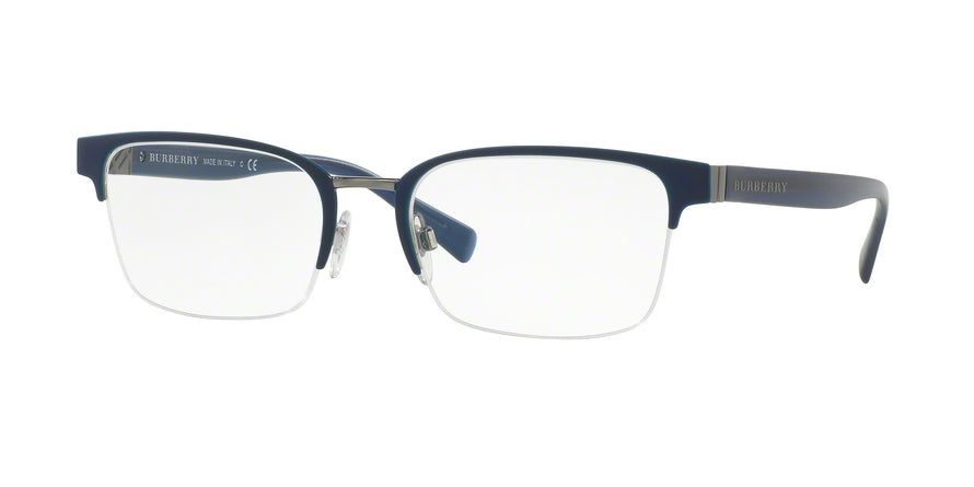 Burberry BE1308 Rectangle Eyeglasses  1221-GUNMETAL/MATTE BLUE 54-19-145 - Color Map blue