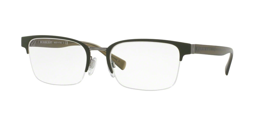 Burberry BE1308 Rectangle Eyeglasses  1222-GUNMETAL/MATTE GREEN 54-19-145 - Color Map green
