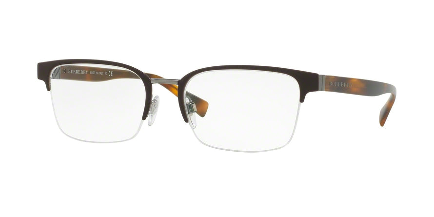 Burberry BE1308 Rectangle Eyeglasses  1223-GUNMETAL/MATTE BROWN 54-19-145 - Color Map brown