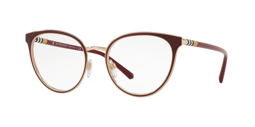 Burberry BE1324 Cat Eye Eyeglasses  1265-RED/LIGHT GOLD 52-19-140 - Color Map red
