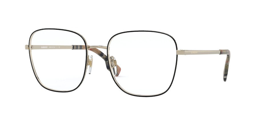 Burberry ELLIOTT BE1347 Square Eyeglasses  1109-PALE GOLD/BLACK 54-18-140 - Color Map black