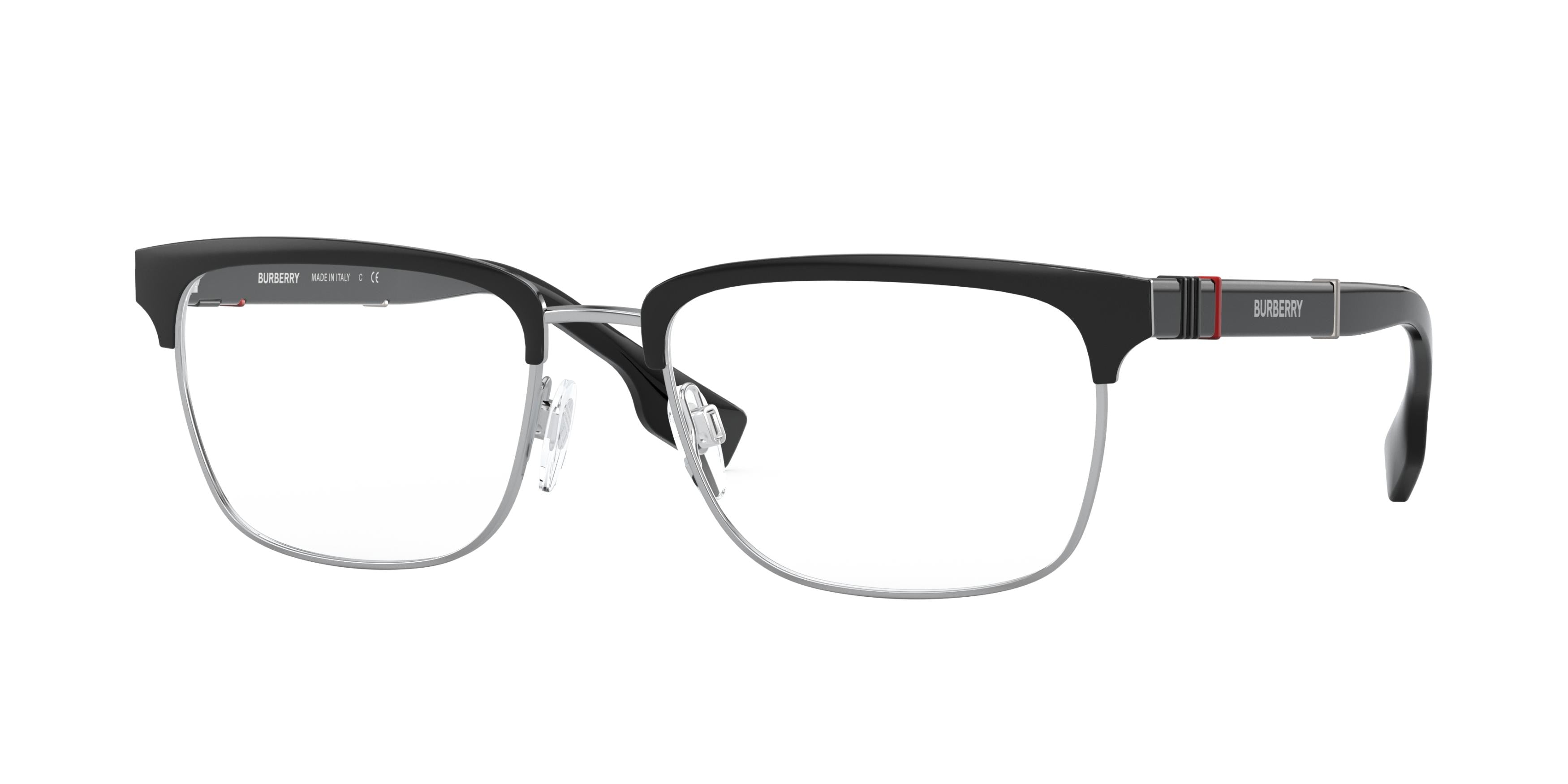 Burberry ALBA BE1348 Rectangle Eyeglasses  1306-Silver/Matte Black 54-145-18 - Color Map Silver