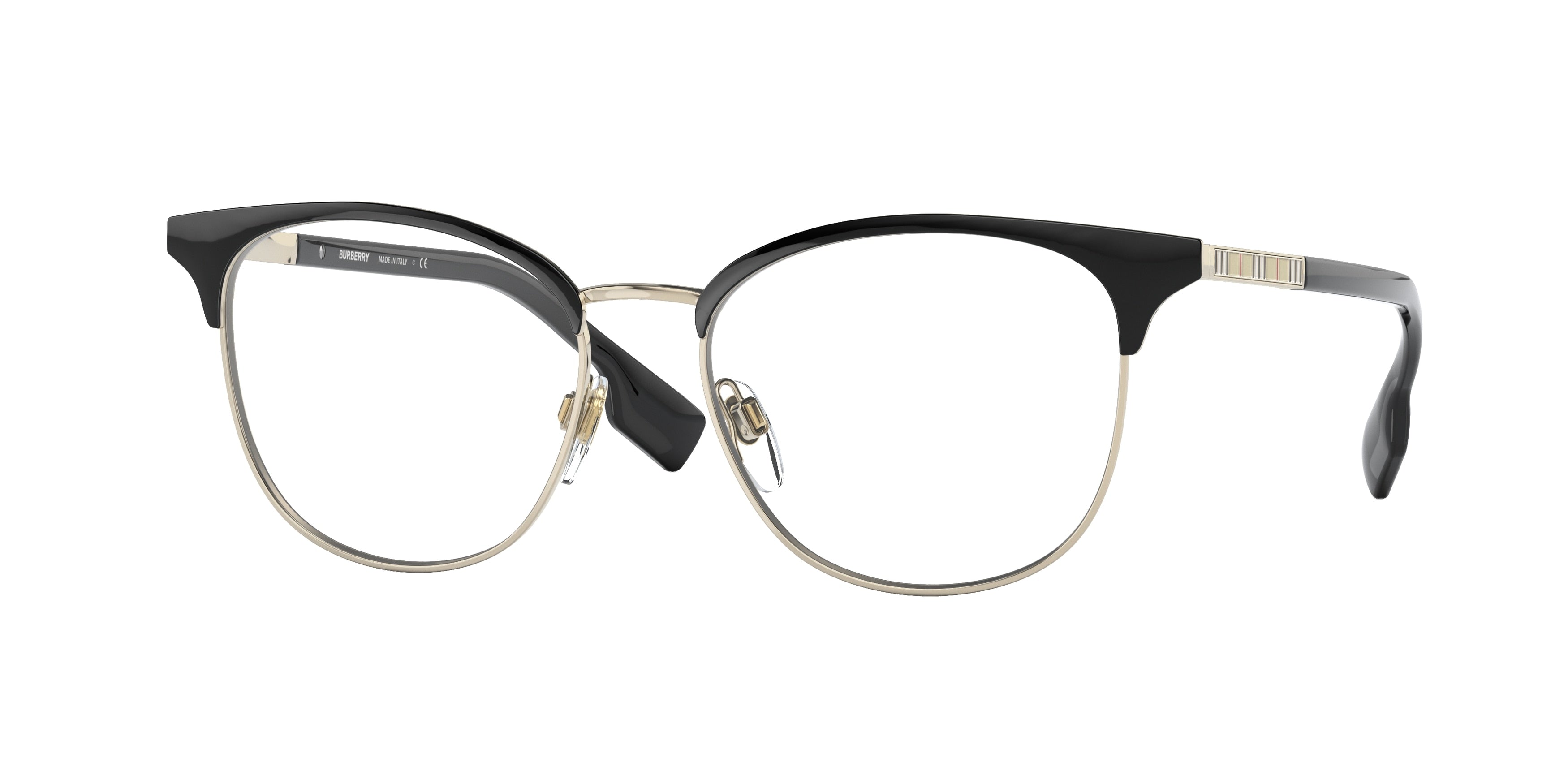 Burberry SOPHIA BE1355 Square Eyeglasses  1109-Light Gold/Black 52-140-16 - Color Map Gold