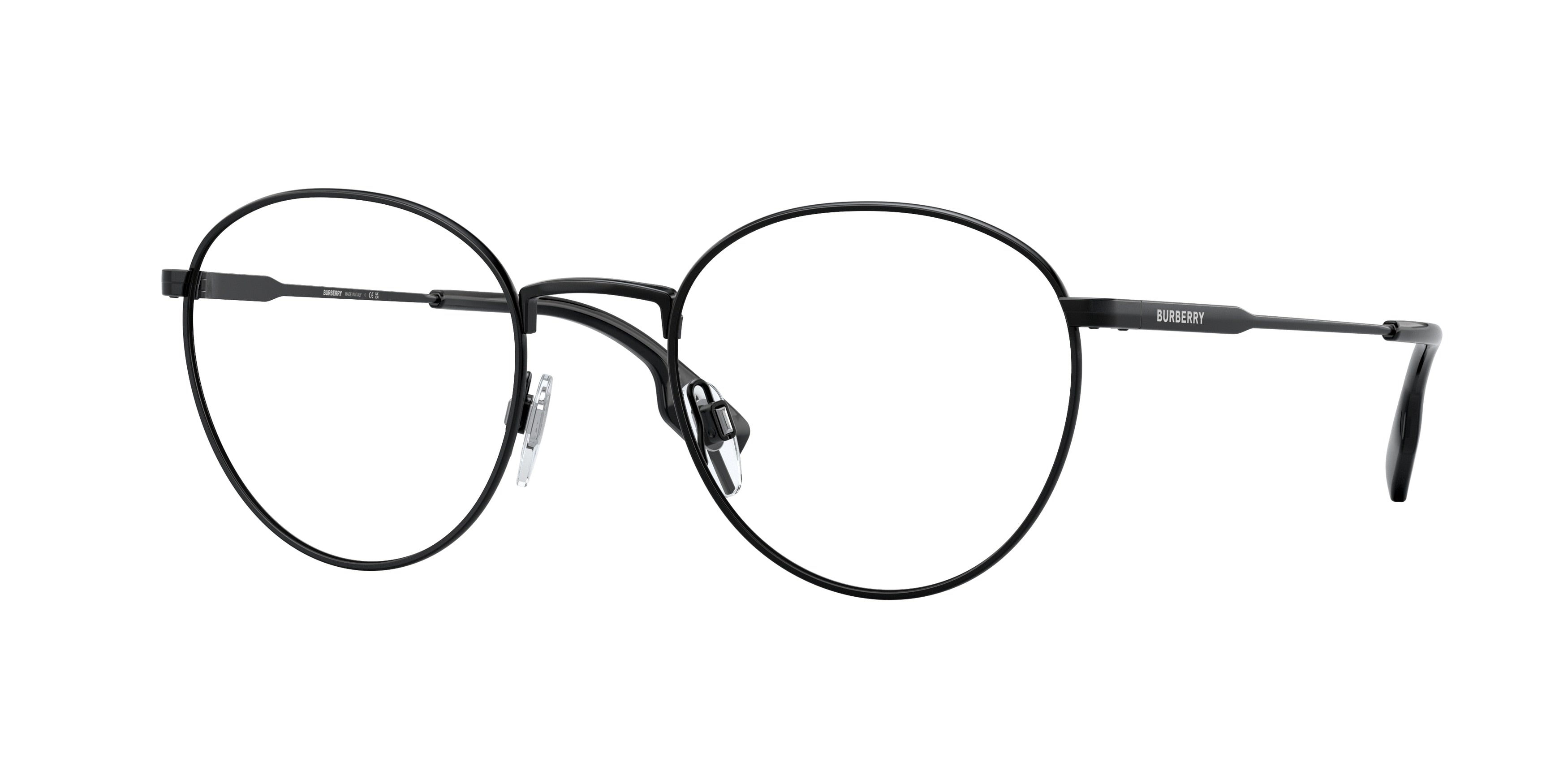 Burberry HUGO BE1373 Round Eyeglasses  1001-Black 51-145-21 - Color Map Black