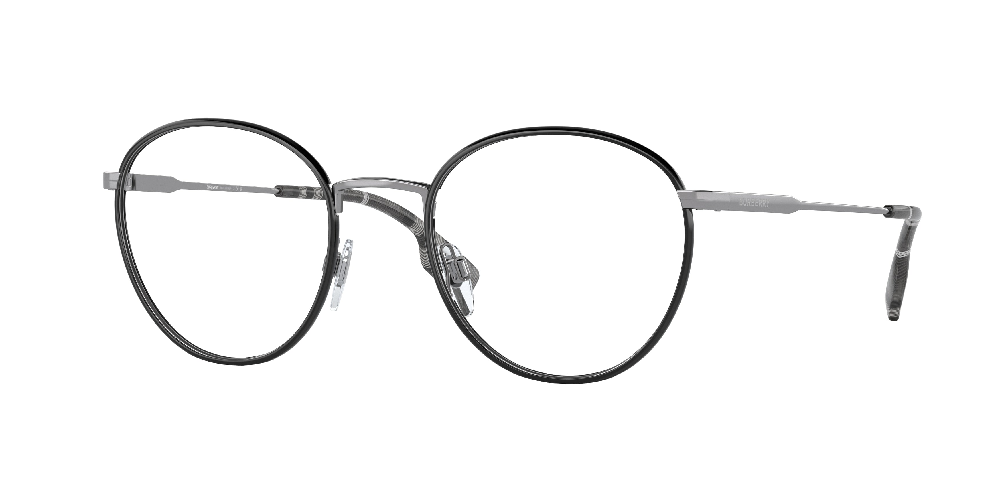 Burberry HUGO BE1373 Round Eyeglasses  1003-Gunmetal/Black 51-145-21 - Color Map Grey
