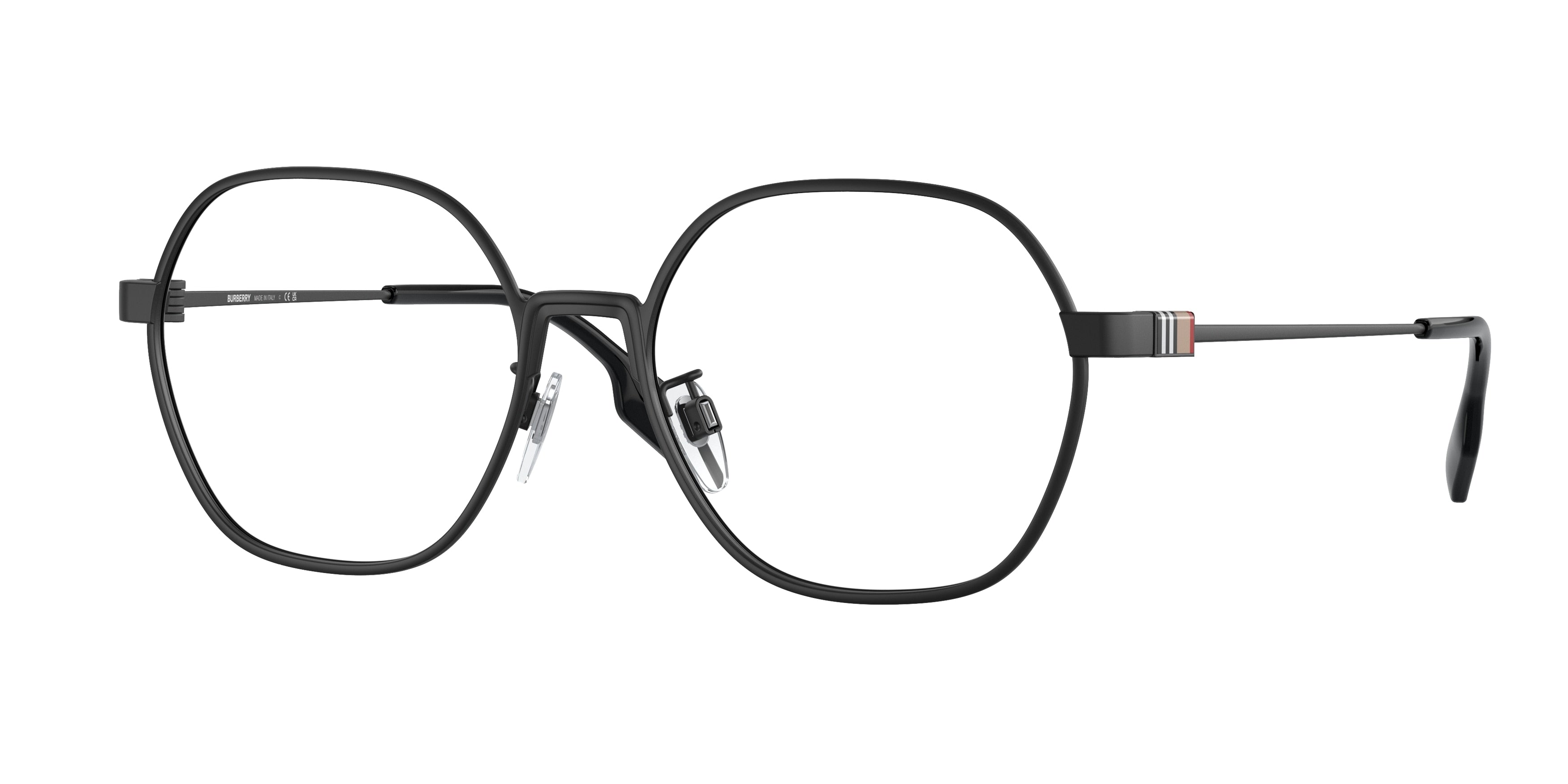 Burberry WINSTON BE1379D Irregular Eyeglasses  1007-Black 55-145-17 - Color Map Black