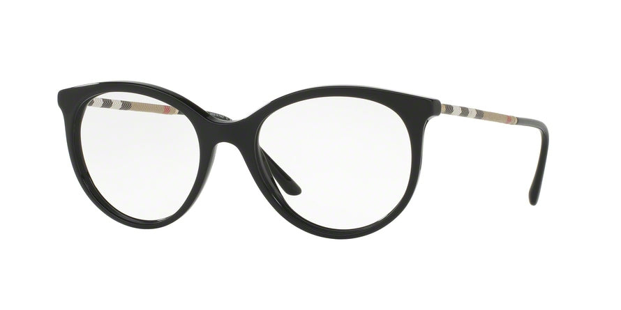 Burberry BE2244QF Round Eyeglasses  3001-BLACK 52-18-140 - Color Map black