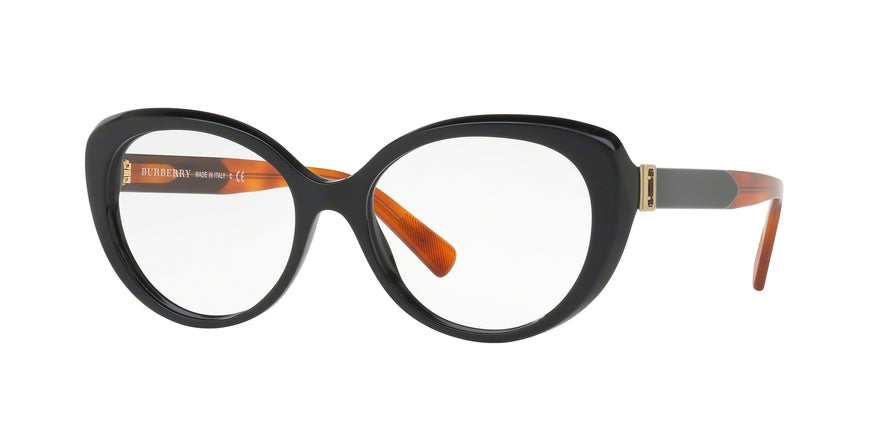 Burberry BE2251F Round Eyeglasses  3637-BLACK 53-16-140 - Color Map black