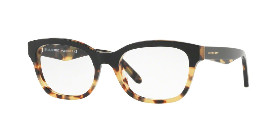 Burberry BE2257F Square Eyeglasses  3649-TOP BLACK ON HAVANA 53-18-140 - Color Map black