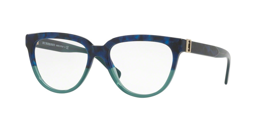 Burberry BE2268 Square Eyeglasses  3677-BLUE HAVANA/GREEN 53-16-140 - Color Map blue