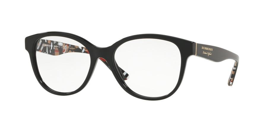 Burberry BE2278 Round Eyeglasses  3735-BLACK 52-17-140 - Color Map black