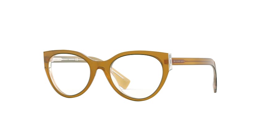 Burberry BE2289 Square Eyeglasses  3775-TOP OPAL YELLOW ON TRANSP 53-20-140 - Color Map yellow