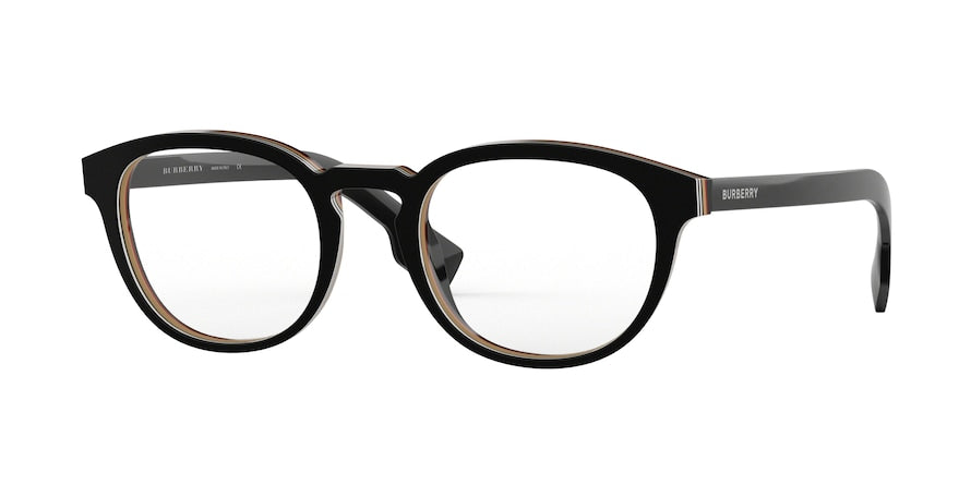 Burberry BE2293F Round Eyeglasses  3798-CHECK MULTILAYER BLACK 51-21-145 - Color Map black