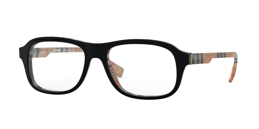 Burberry BE2299F Square Eyeglasses  3806-TOP BLACK ON VINTAGE CHECK 54-17-145 - Color Map black