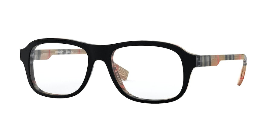 Burberry BE2299 Square Eyeglasses  3806-TOP BLACK ON VINTAGE CHECK 54-17-145 - Color Map black