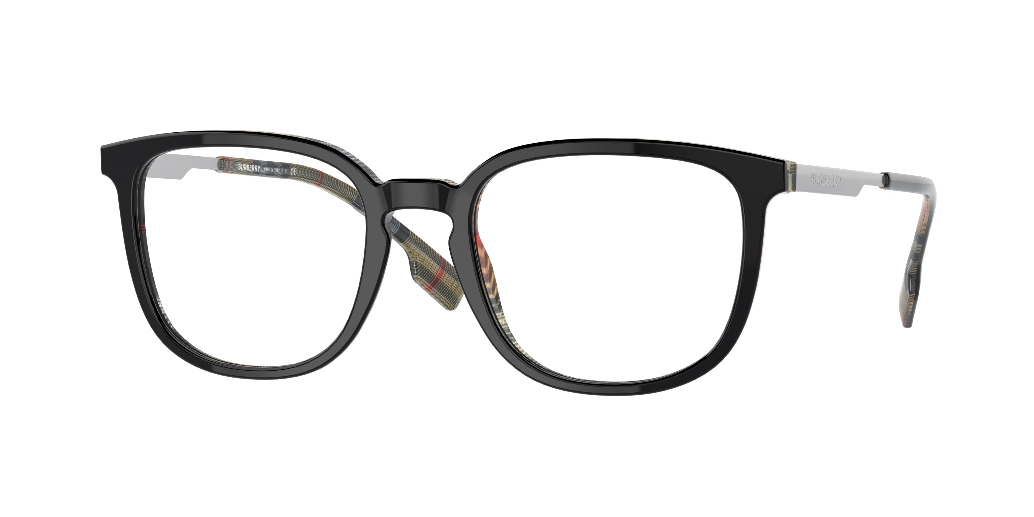 Burberry COMPTON BE2307F Square Eyeglasses  3838-Top Black On Vintage Check 52-145-20 - Color Map Black