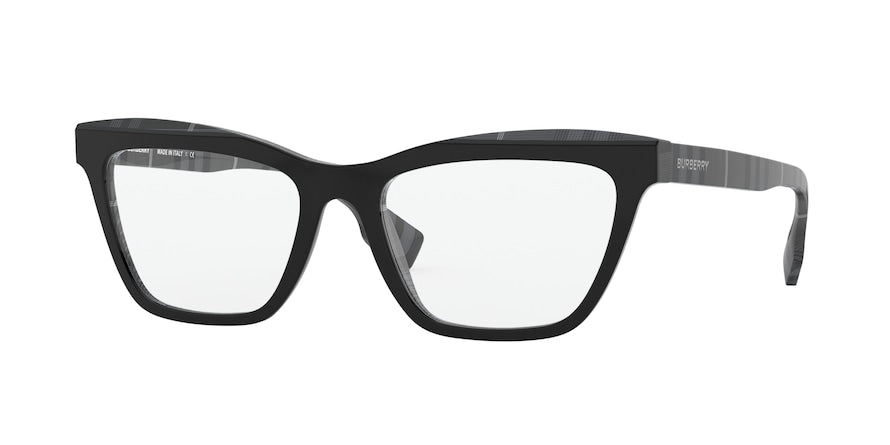 Burberry BE2309 Rectangle Eyeglasses  3829-TOP BLACK ON CHARCOAL CHECK 54-18-140 - Color Map black