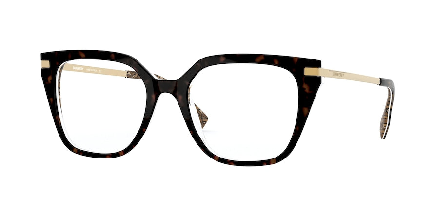Burberry BE2310 Square Eyeglasses  3827-TOP S9 ON TB BROWN 52-19-140 - Color Map havana