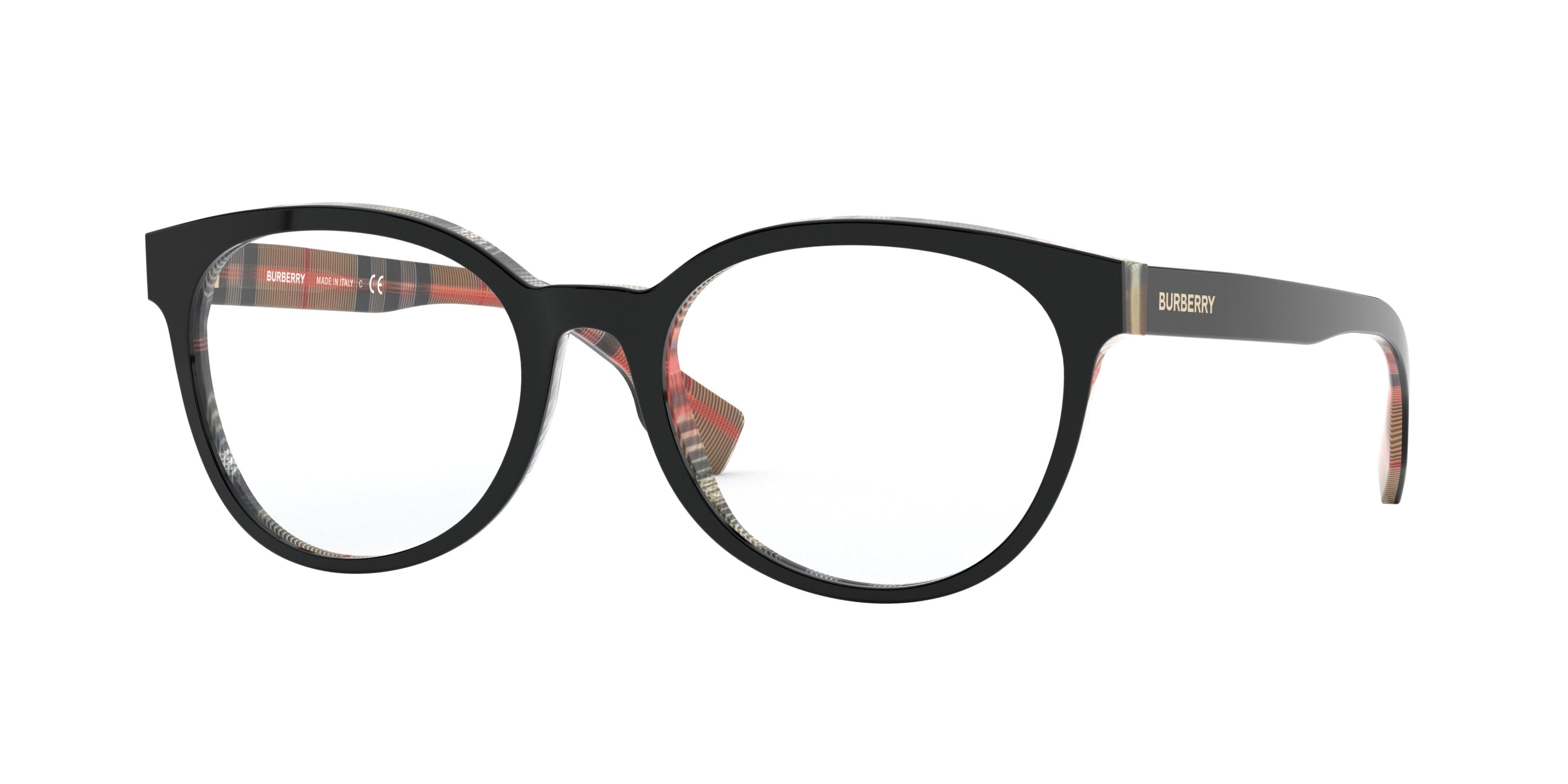 Burberry SLOANE BE2315 Round Eyeglasses  3838-Black 52-140-18 - Color Map Black