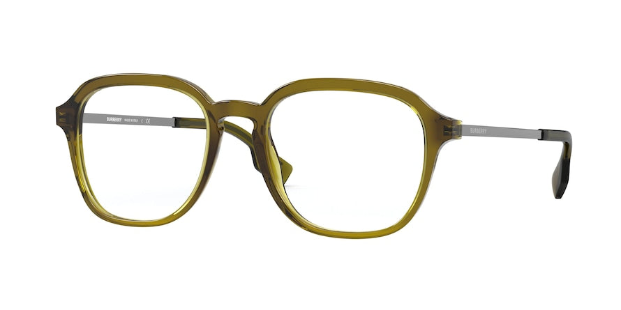 Burberry THEODORE BE2327F Square Eyeglasses  3356-TRANSPARENT OLIVE 52-19-145 - Color Map green
