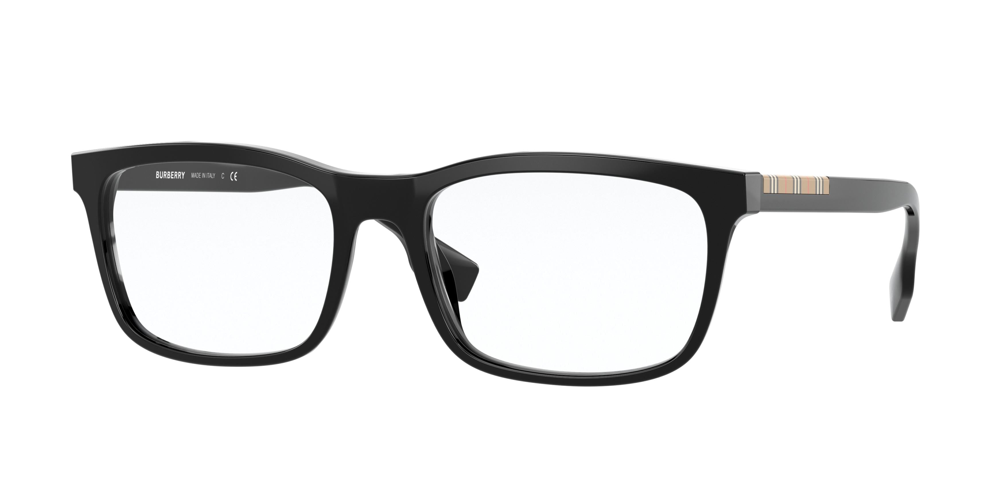Burberry ELM BE2334F Rectangle Eyeglasses  3001-Black 57-145-18 - Color Map Black