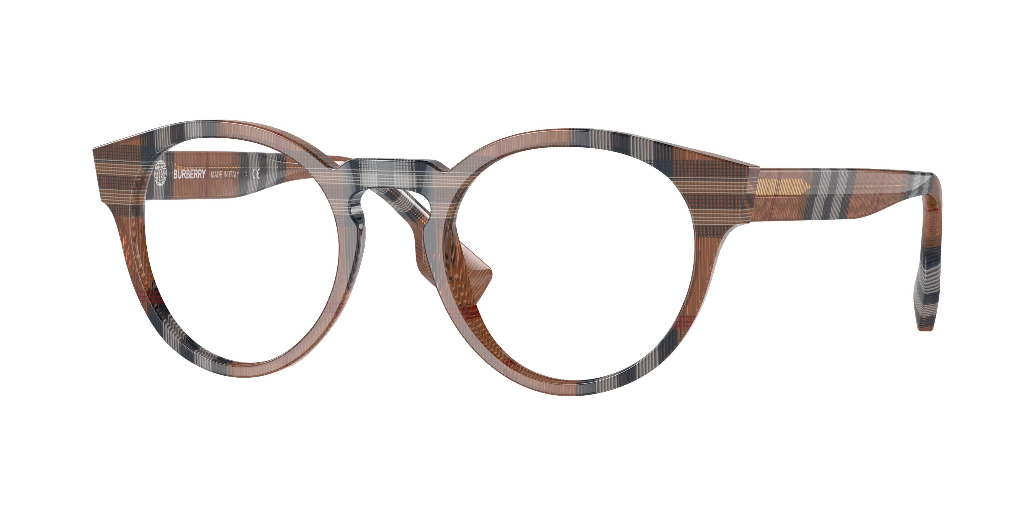 Burberry GRANT BE2354 Phantos Eyeglasses  3967-Check Brown 49-145-21 - Color Map Brown