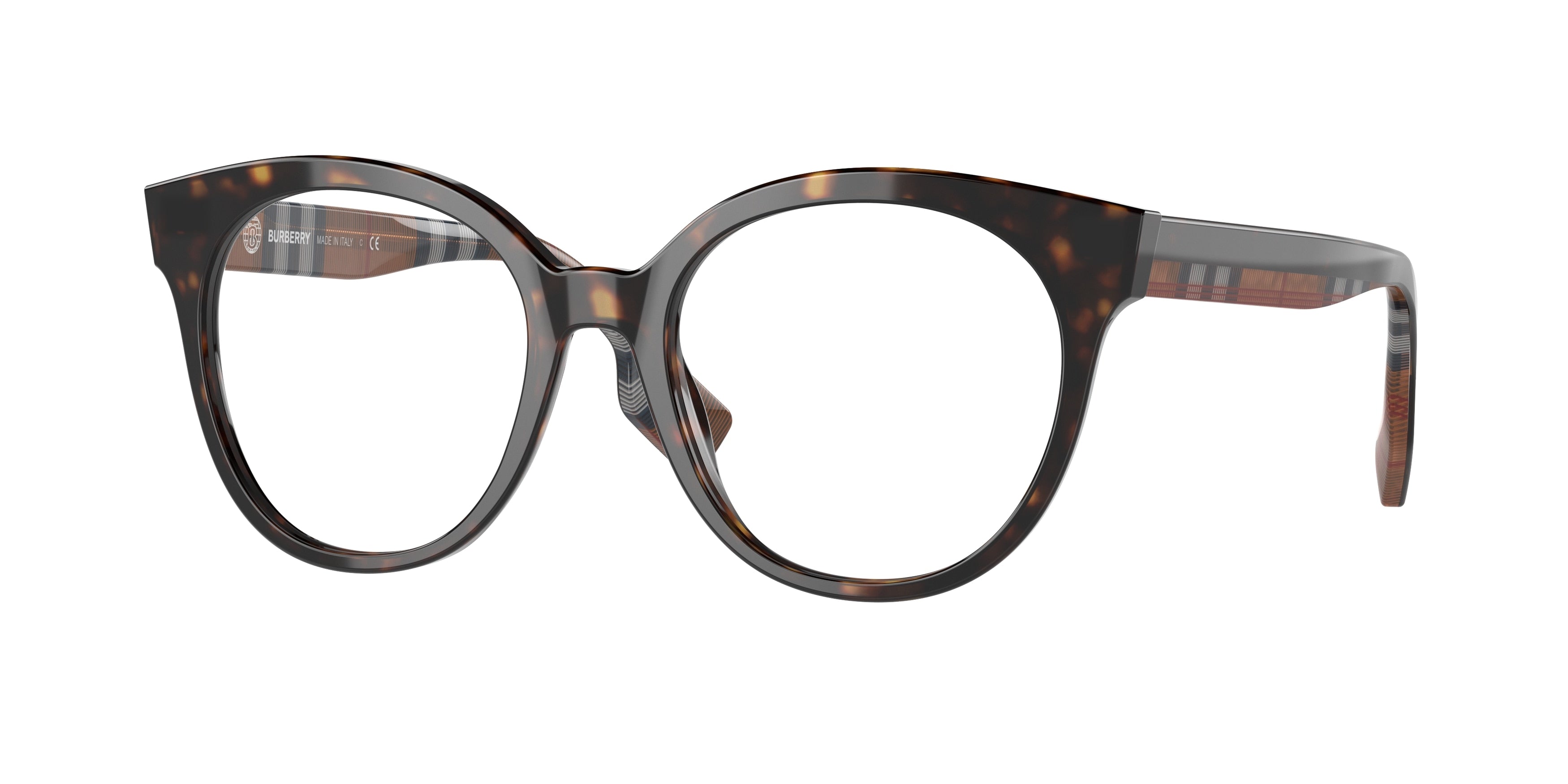 Burberry JACQUELINE BE2356 Round Eyeglasses  3991-Dark Havana 51-140-18 - Color Map Brown