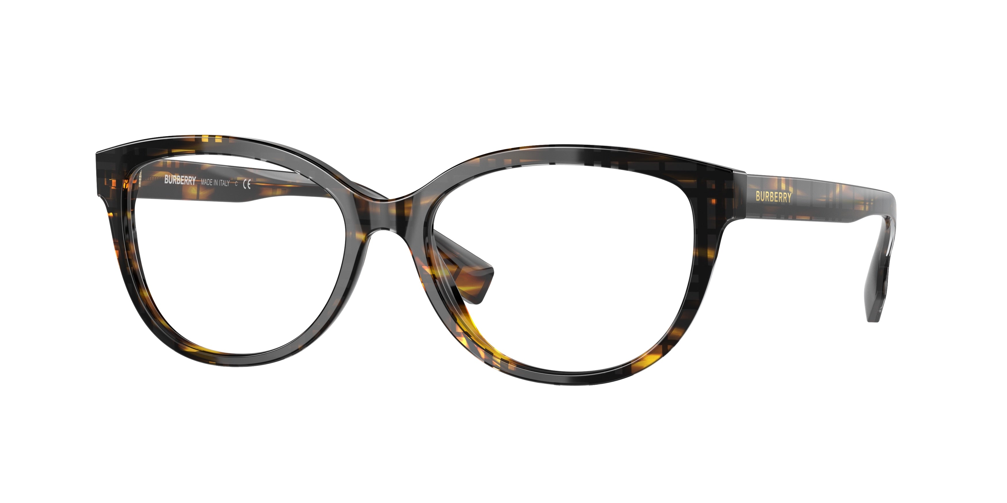 Burberry ESME BE2357 Square Eyeglasses  3981-Top Check/Striped Brown 54-140-16 - Color Map Brown
