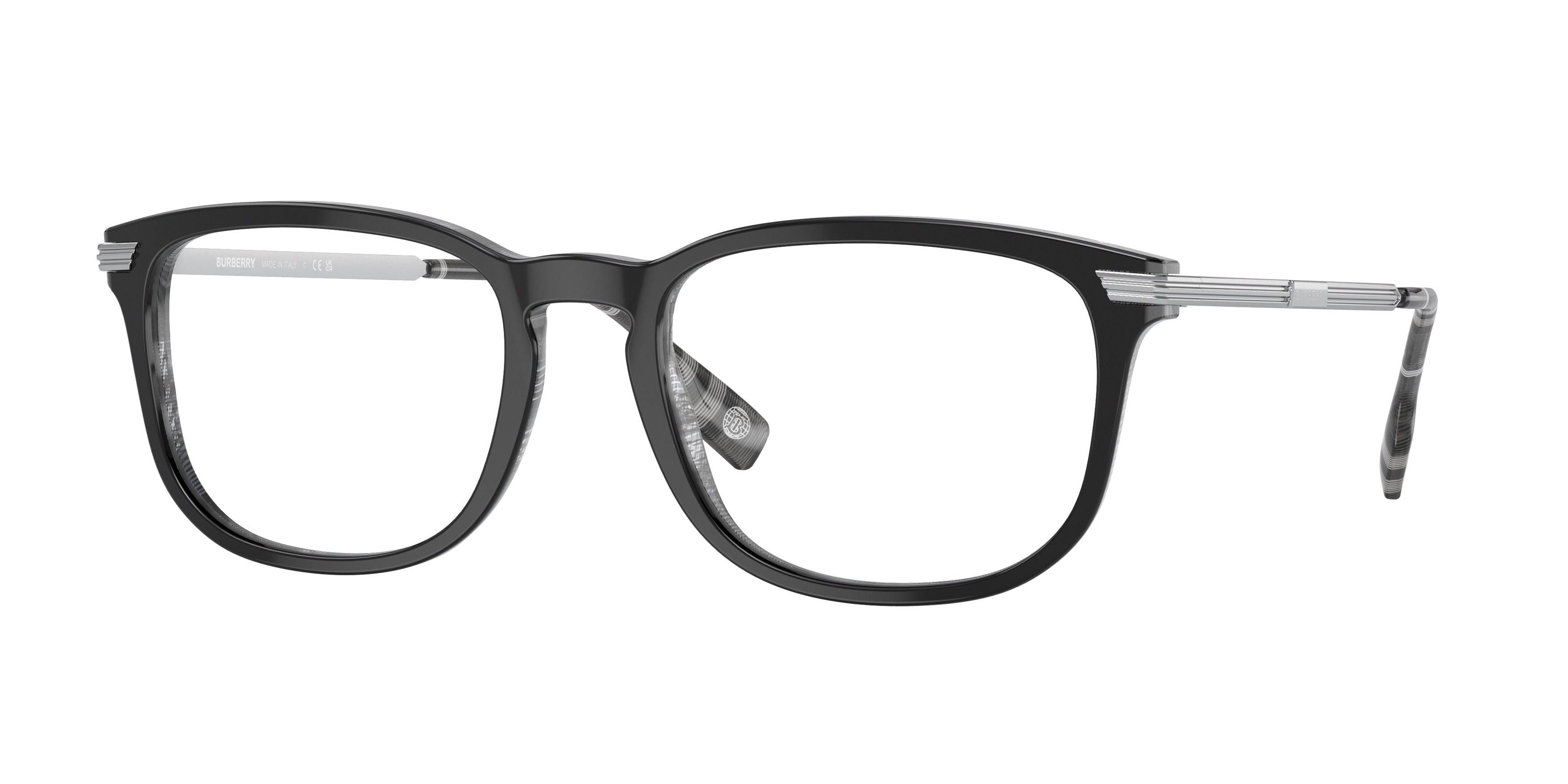 Burberry CEDRIC BE2369 Rectangle Eyeglasses  3829-Top Black On Charcoal Check 56-150-20 - Color Map Black