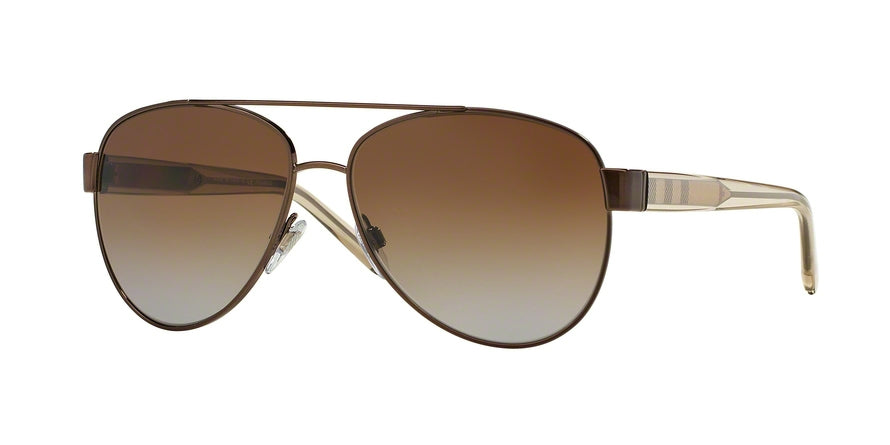Burberry BE3084 Pilot Sunglasses  1212T5-BRUSHED BROWN 57-14-140 - Color Map brown