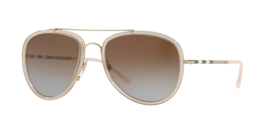 Burberry BE3090Q Pilot Sunglasses  1246T5-BRUSHED GOLD/PINK 58-18-145 - Color Map gold