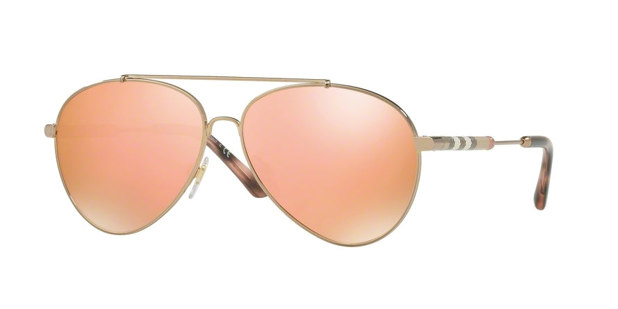 Burberry BE3092Q Pilot Sunglasses  12437J-GOLD 57-13-140 - Color Map gold