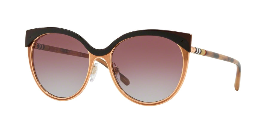 Burberry BE3096 Cat Eye Sunglasses  126390-COPPER/PINK GOLD 55-17-140 - Color Map light brown