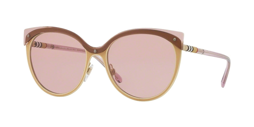 Burberry BE3096 Cat Eye Sunglasses  128284-BEIGE/MATTE LIGHT GOLD 55-17-140 - Color Map light brown