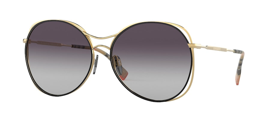 Burberry BE3105 Round Sunglasses  10178G-GOLD/BLACK 60-15-145 - Color Map black