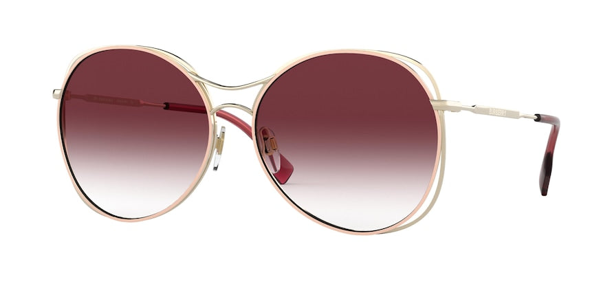 Burberry BE3105 Round Sunglasses  11098H-LIGHT GOLD/PINK 60-15-145 - Color Map pink