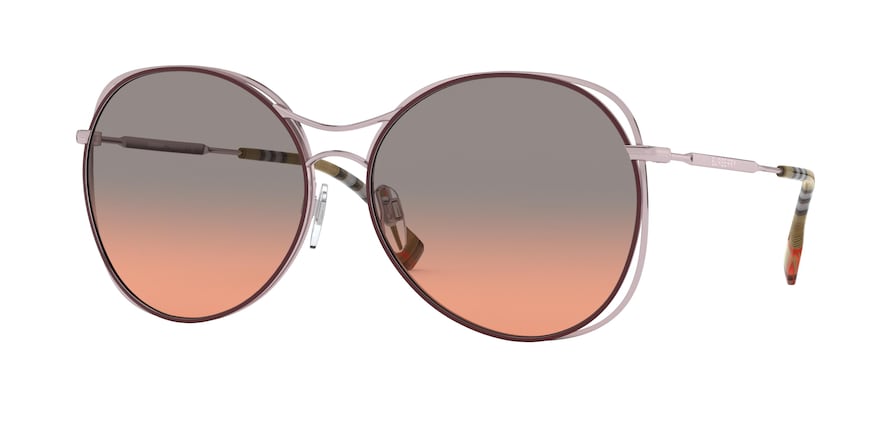 Burberry BE3105 Round Sunglasses  118818-PINK/BORDEAUX 60-15-145 - Color Map bordeaux