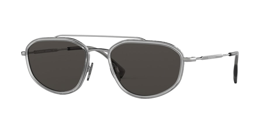 Burberry BE3106 Irregular Sunglasses  100387-GUNMETAL/TRANSPARENT 56-19-145 - Color Map gunmetal