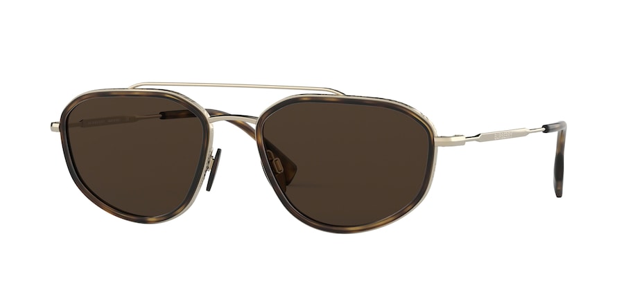 Burberry BE3106 Irregular Sunglasses  110973-LIGHT GOLD/DARK HAVANA 56-19-145 - Color Map gold