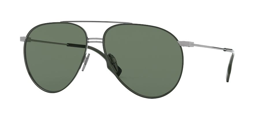 Burberry BE3108 Pilot Sunglasses  100371-GUNMETAL/MATTE GREEN 60-14-145 - Color Map green