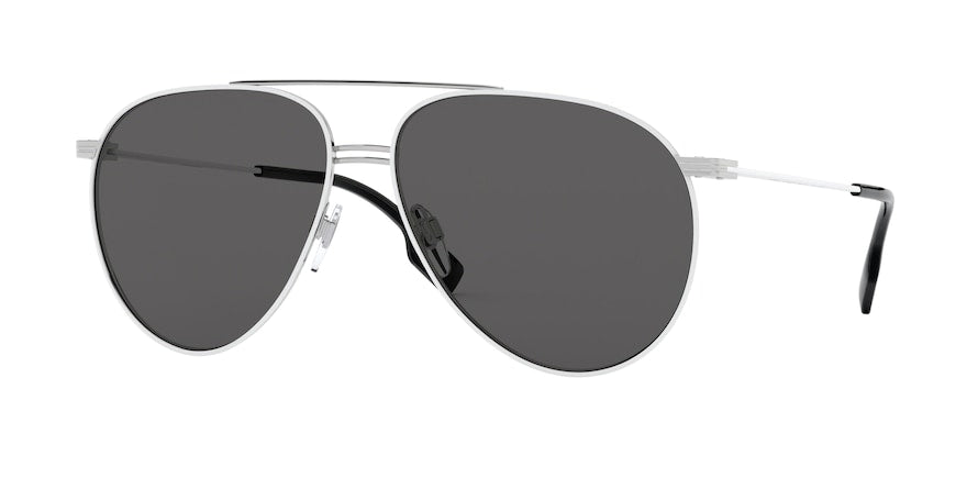 Burberry BE3108 Pilot Sunglasses  129487-SILVER/MATTE WHITE 60-14-145 - Color Map white