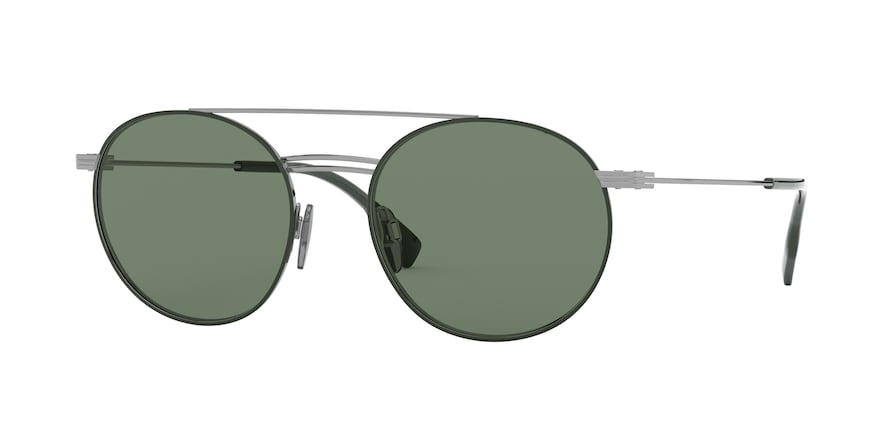 Burberry BE3109 Round Sunglasses  100371-GUNMETAL/MATTE GREEN 53-19-145 - Color Map green