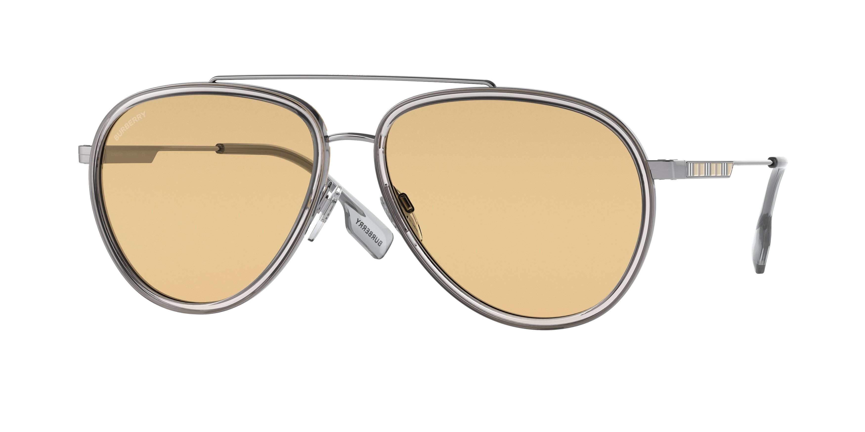 Burberry OLIVER BE3125 Pilot Sunglasses  1003/8-Gunmetal 58-145-15 - Color Map Grey