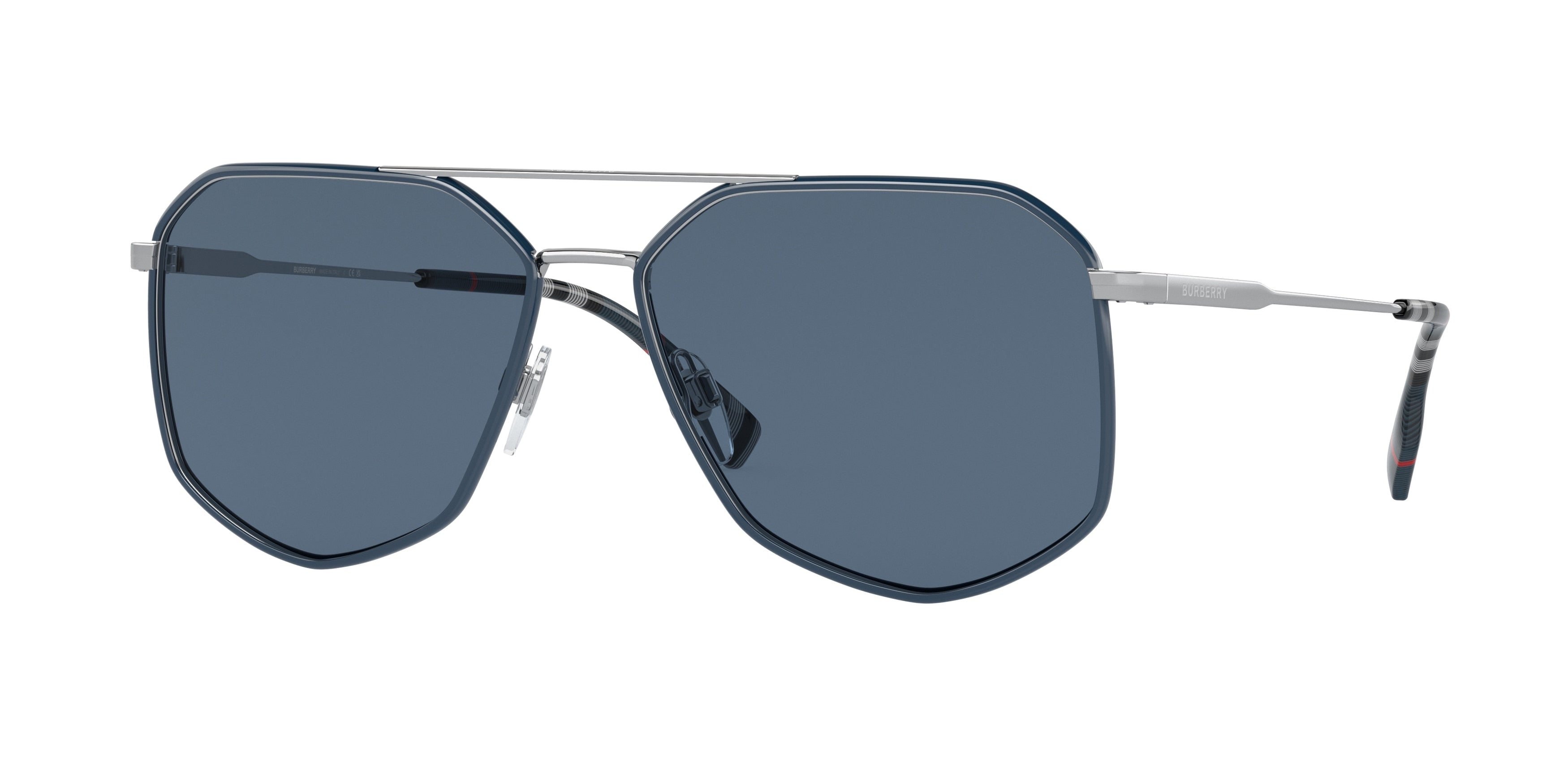 Burberry OZWALD BE3139 Irregular Sunglasses  100580-Silver/Blue 58-150-15 - Color Map Silver