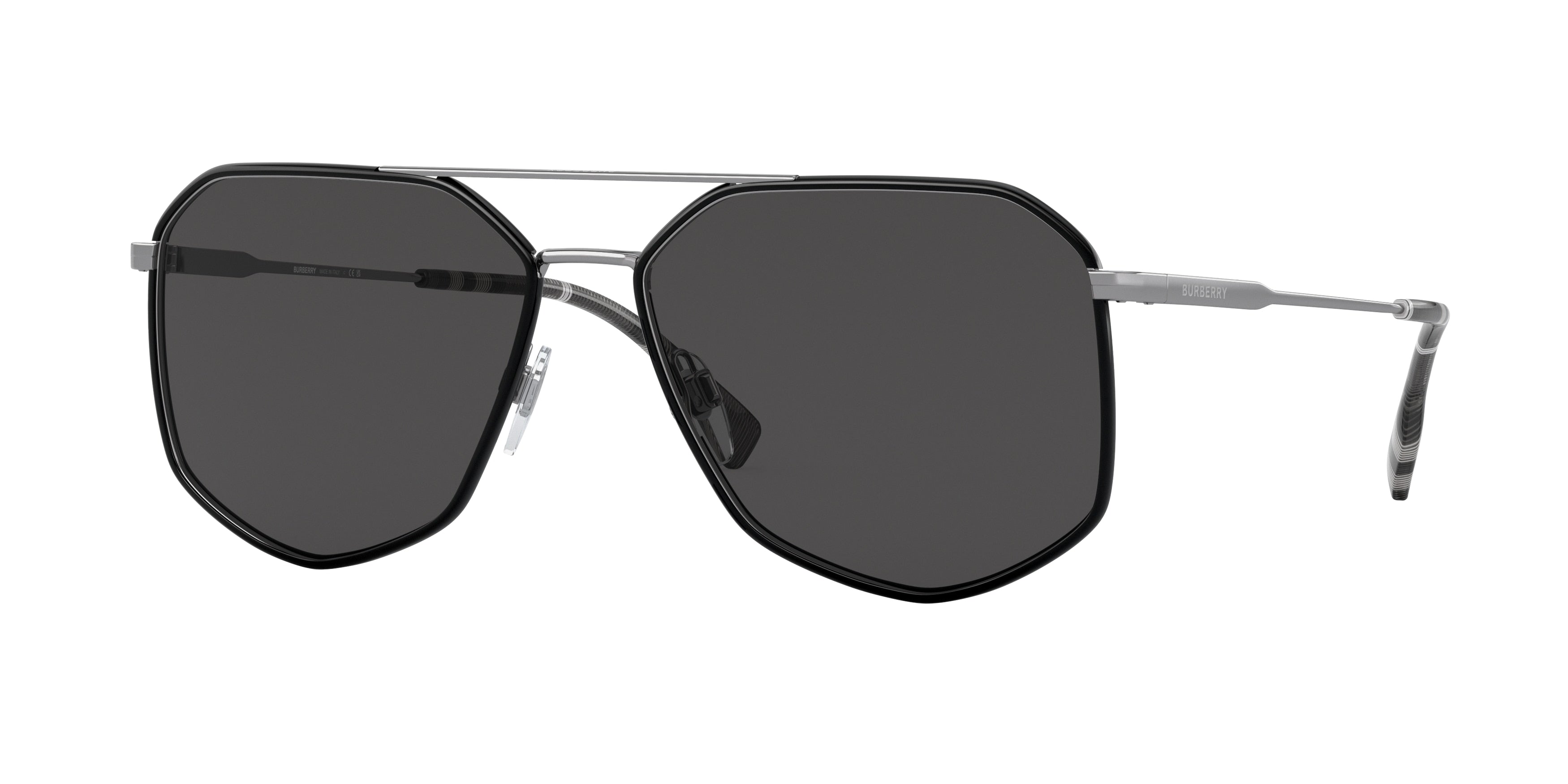 Burberry OZWALD BE3139 Irregular Sunglasses  114487-Black 58-150-15 - Color Map Black