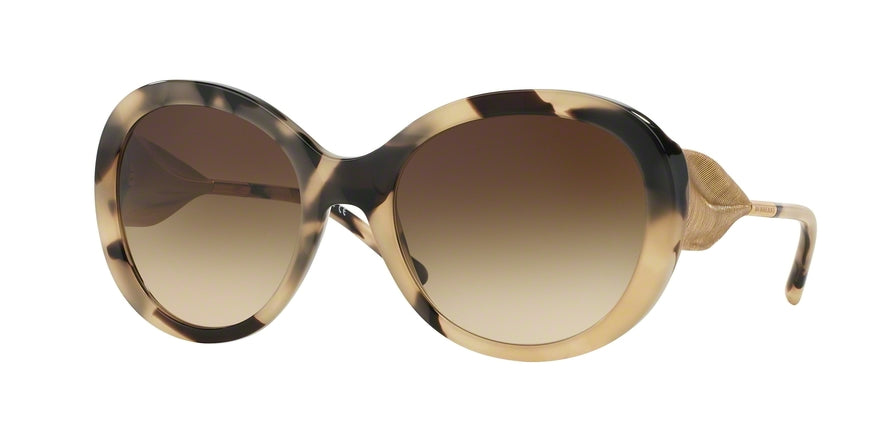 Burberry BE4191 Round Sunglasses  350113-LIGHT HORN 57-21-135 - Color Map light brown