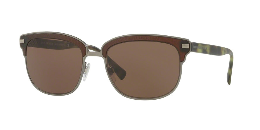 Burberry BE4232 Square Sunglasses  361973-BRUSHED GUNMETAL/MATTE BROWN 56-18-145 - Color Map brown