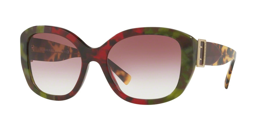 Burberry BE4248F Irregular Sunglasses  36388H-HAVANA GREEN/BORDEAUX/GREEN 57-19-140 - Color Map green