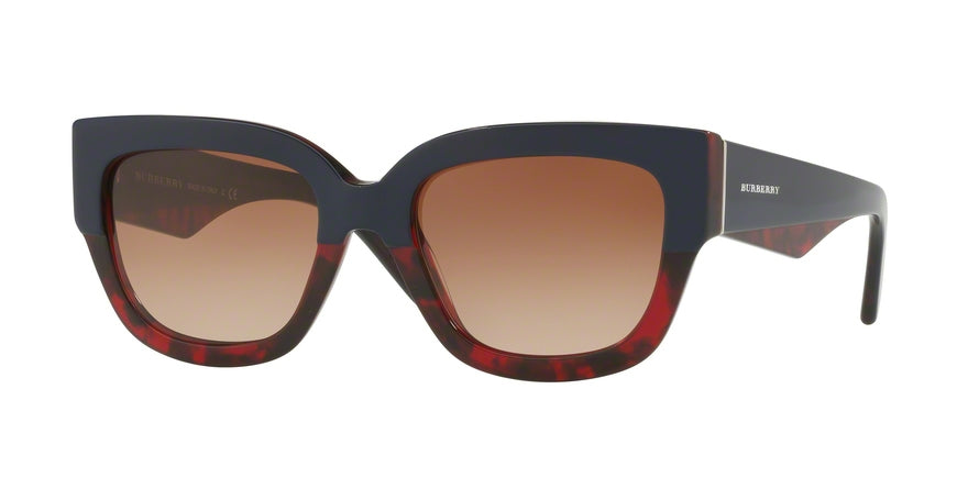 Burberry BE4252 Square Sunglasses  365213-TOP BLUE ON RED HAVANA 53-19-140 - Color Map blue