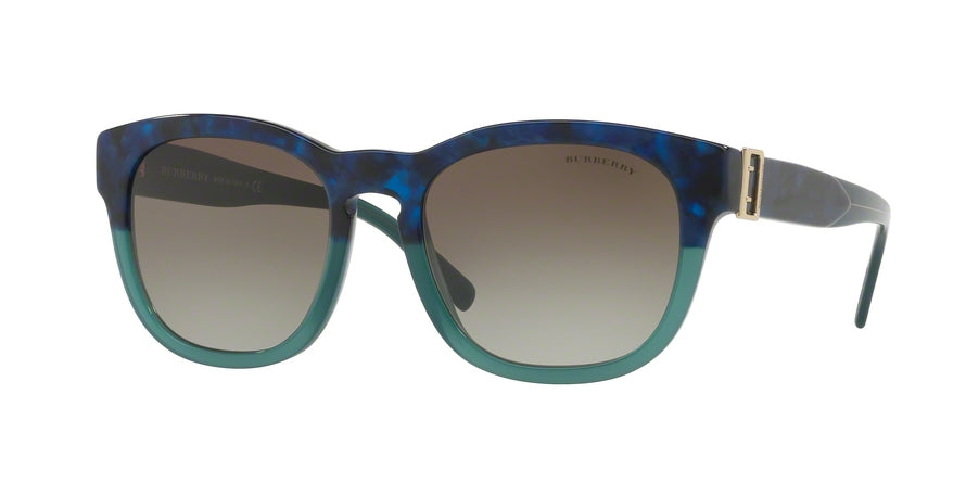 Burberry BE4258 Square Sunglasses  36778E-BLUE HAVANA/GREEN 54-19-140 - Color Map blue